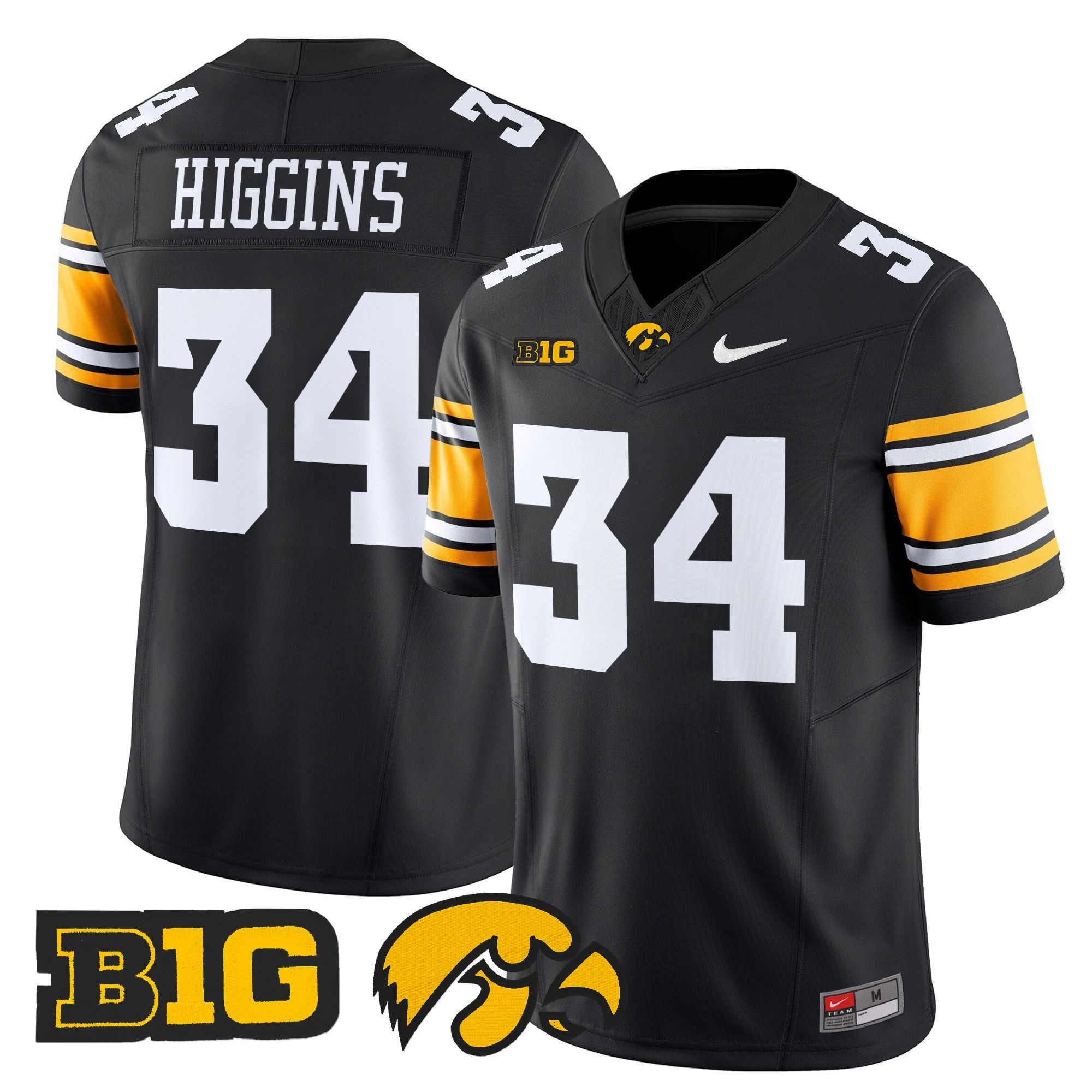 Men Iowa Hawkeyes #34 Higgins Black Nike 2024 Vapor Limited NCAA Jersey style 1-0